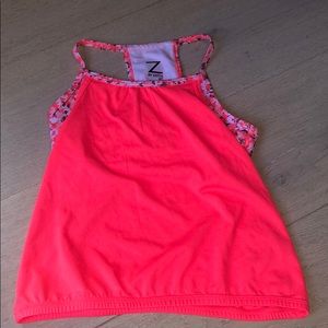 hot pink zella athletic tank top w/sports bra